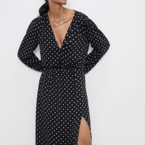 NWT! ZARA Deep V Midi Dress